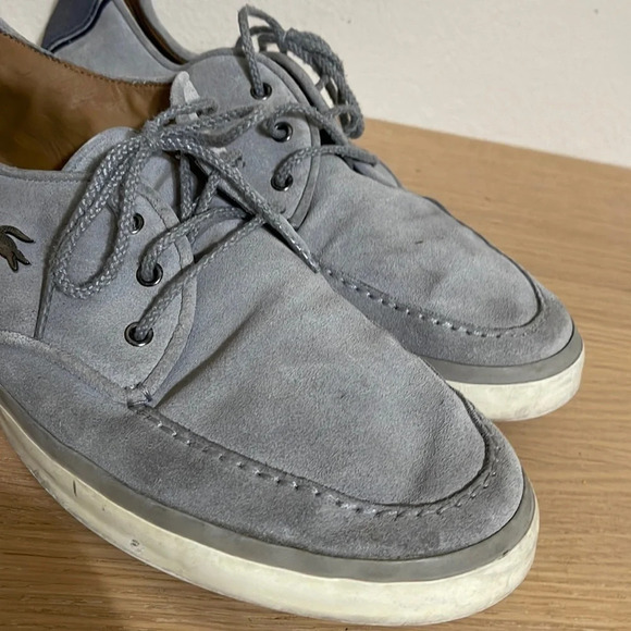 Lacoste Mens Gray Suede Lace Up Dress Sneakers Size 13 - Picture 2 of 16